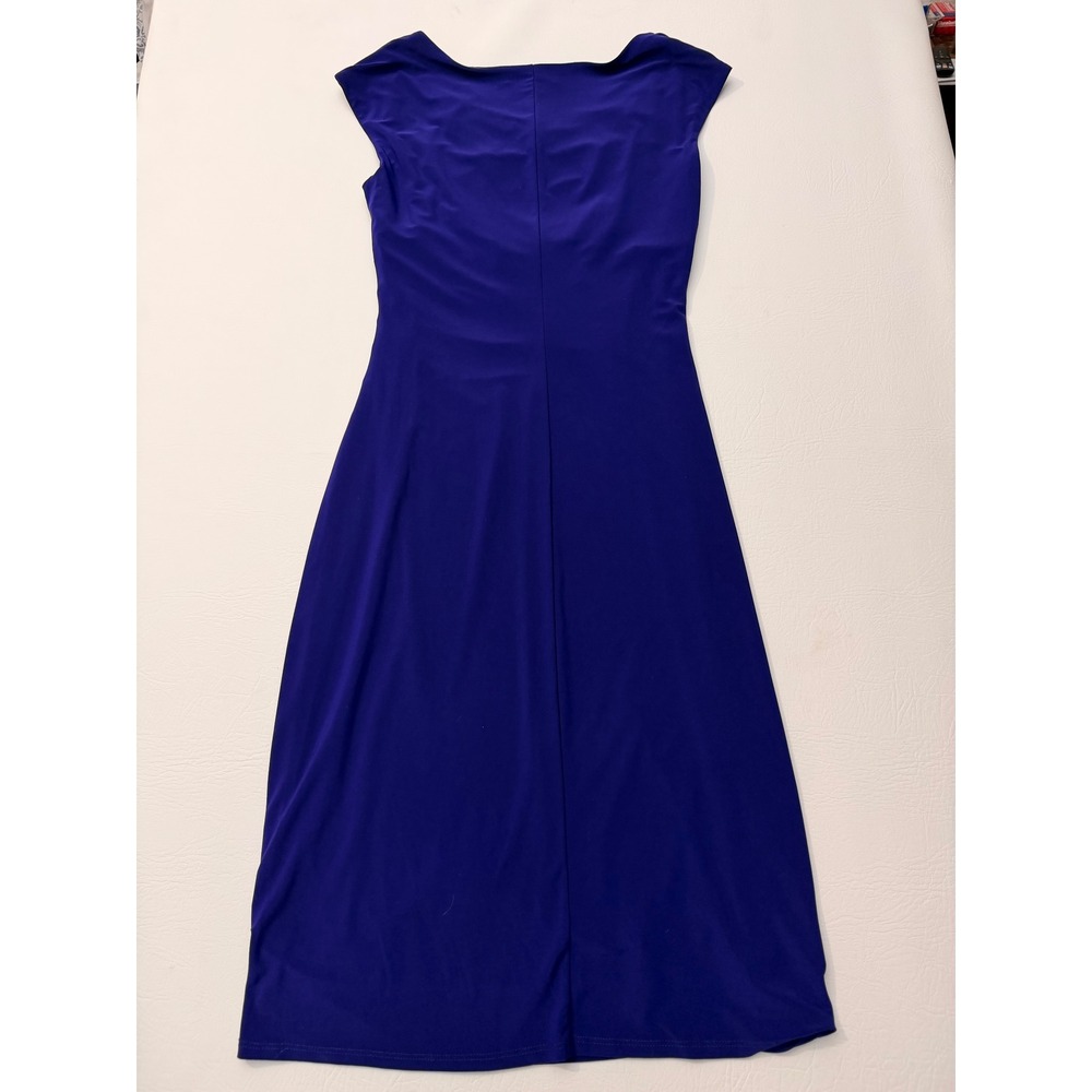 Lauren Ralph Lauren Royal Blue Cowl Neck Ruched Sheath Dress Size 6 - Picture 2 of 7